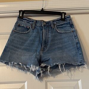 Abercrombie & Fitch Blue Frayed Jean Shorts